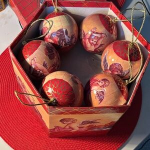Cherubic Holiday Ornament Set - Red and Gold